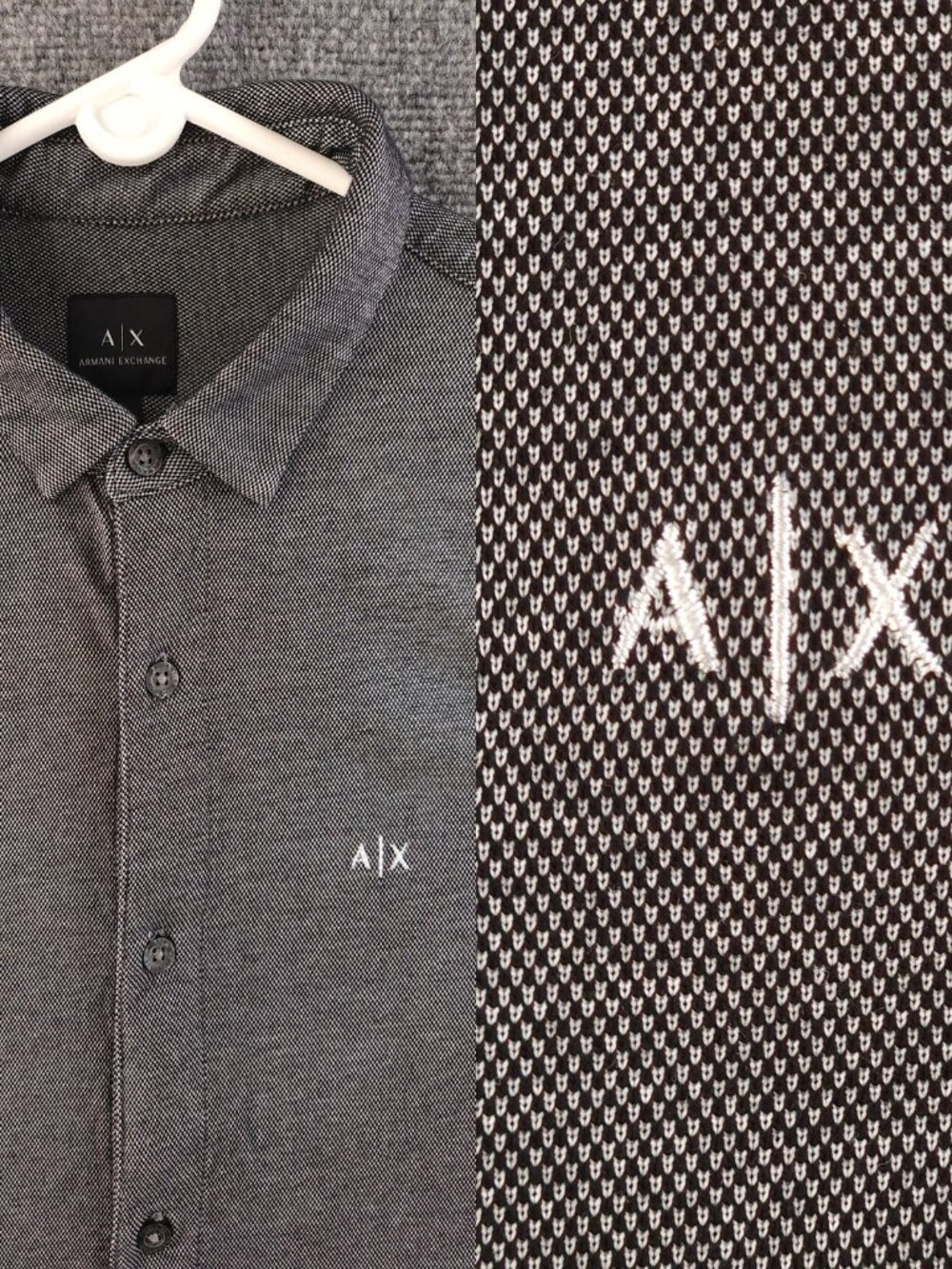 Armani Slim Geometric Medium Cotton Polyester Gray Shirt Designer Long Sleeve
